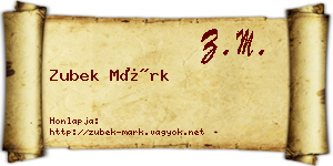 Zubek Márk névjegykártya